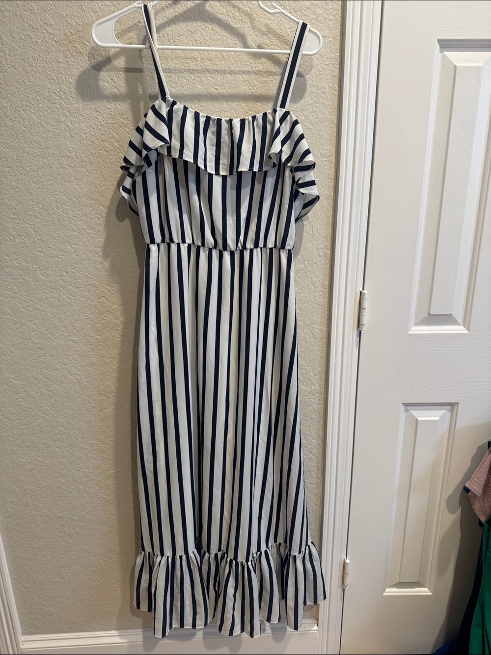 Betsey Johnson Navy and White Striped Ruffle Sundress